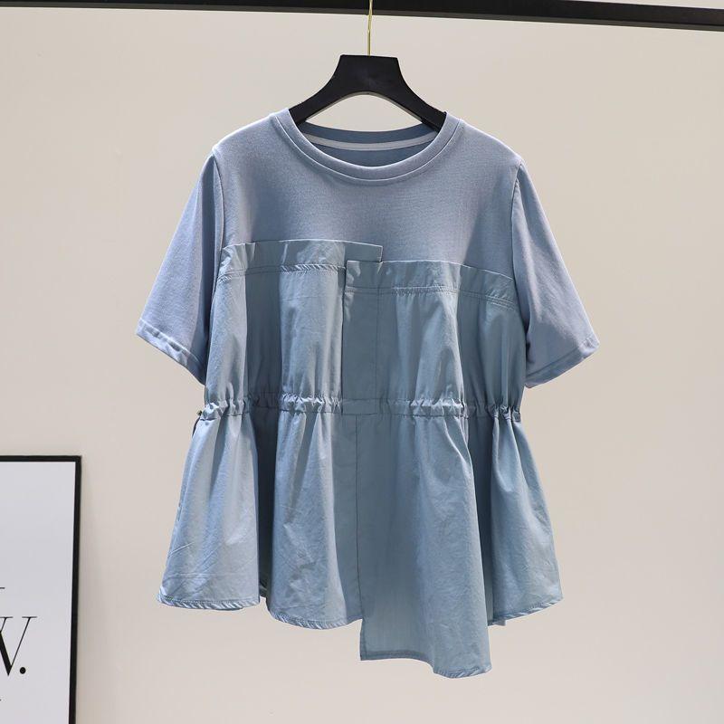 Women Clothing Irregular Contrast Patchwork Trend Tops Summer New Short Sleeve Drawstring Loose Vintage T Shirts Fashion Casual 3XL синій
Women Clothing Irregular Contrast Patchwork Trend Tops Summer New Short Sleeve Drawstring Loose Vintage T Shirts Fashion Casual 3XL синій