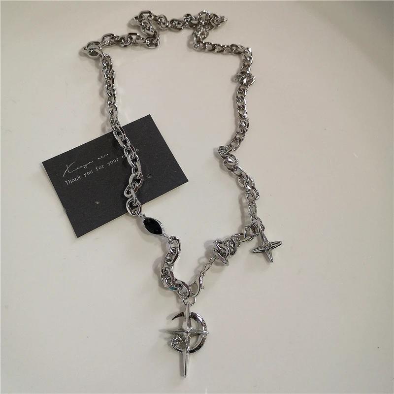 Gothic Black Cross & Heart Pendant Necklace Silver Tone Layered Chain Necklaces for Women E-girl Grunge Streetwear
Gothic Black Cross & Heart Pendant Necklace Silver Tone Layered Chain Necklaces for Women E-girl Grunge Streetwear