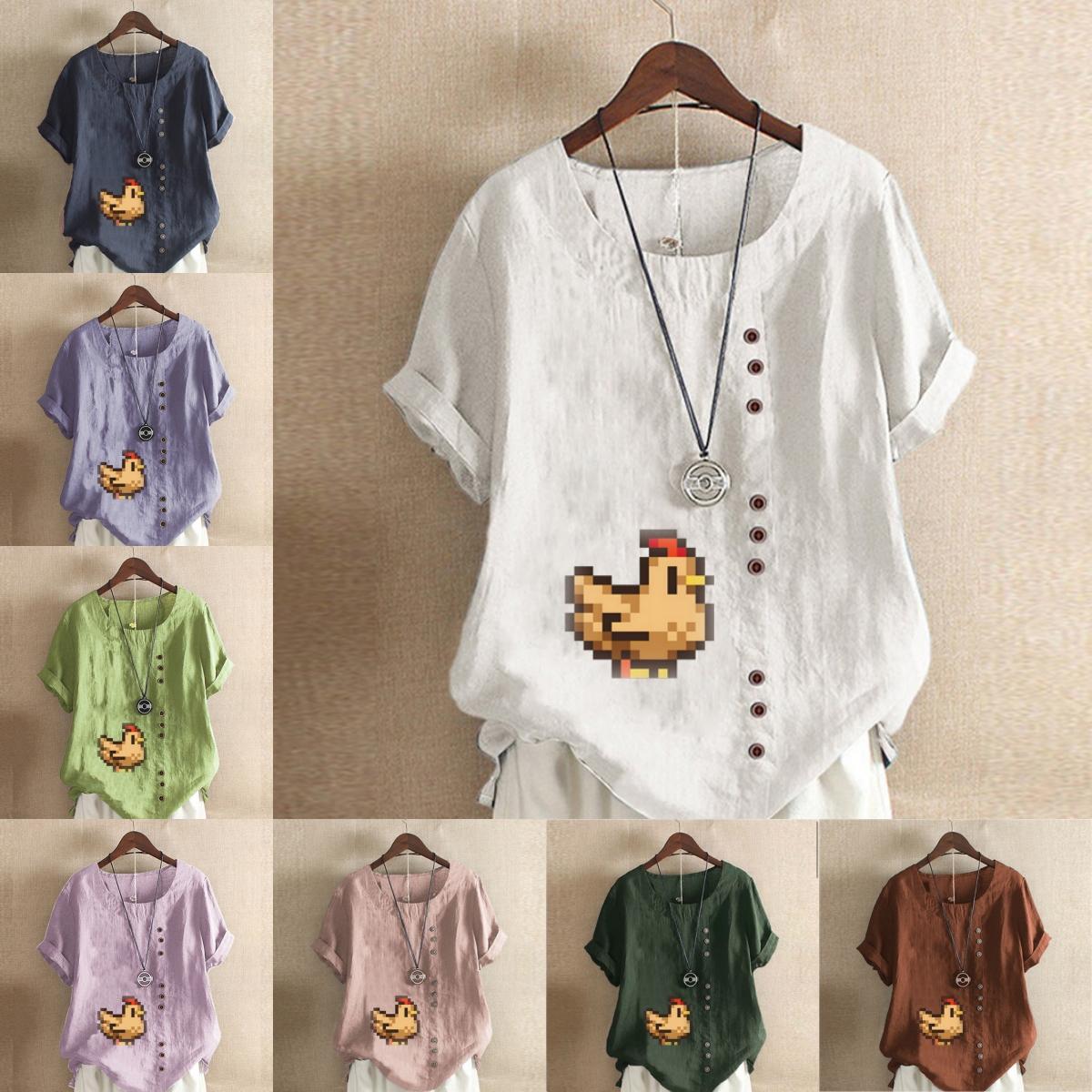 Women s Fashion Building Block Chicken Prined Round Neck Short Sleeve T-shirt Casual Cotton Linen Graphic Shirt Leisure Loose Summer Blouse Tops 5XL зелений
Women s Fashion Building Block Chicken Prined Round Neck Short Sleeve T-shirt Casual Cotton Linen Graphic Shirt Leisure Loose Summer Blouse Tops 5XL зелений