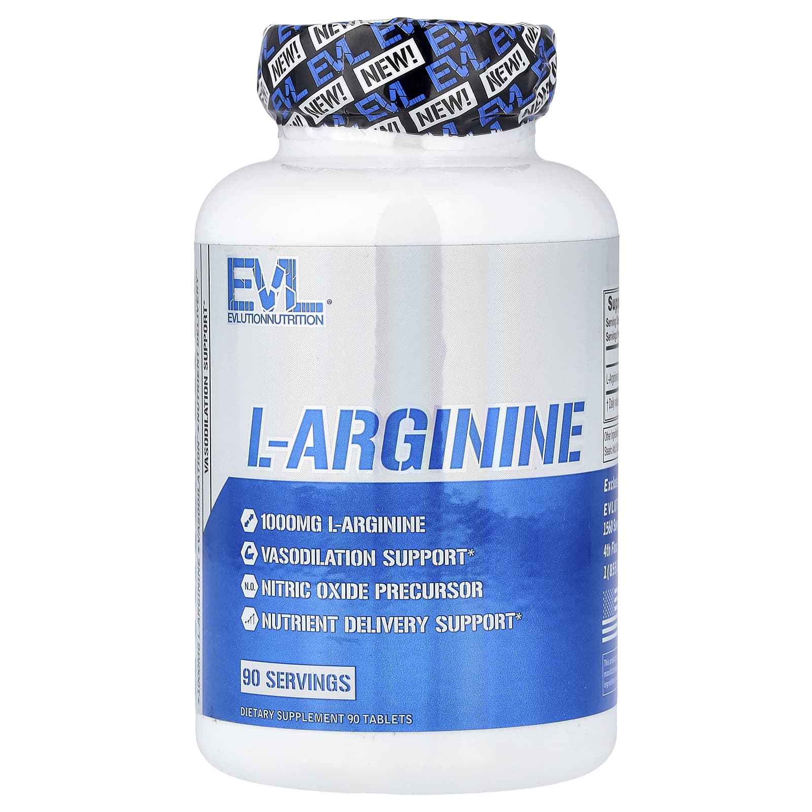 EVLution Nutrition, L-Arginine, 1 g, 90 Tablets
EVLution Nutrition, L-Arginine, 1 g, 90 Tablets