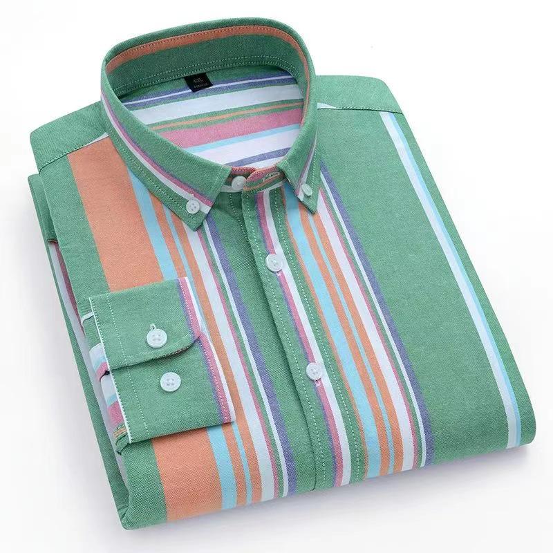 Мужская хлопковая рубашка с длинным рукавом в полоску - Повседневная мода, ткань Оксфорд Size 42
Мужская хлопковая рубашка с длинным рукавом в полоску - Повседневная мода, ткань Оксфорд Size 42