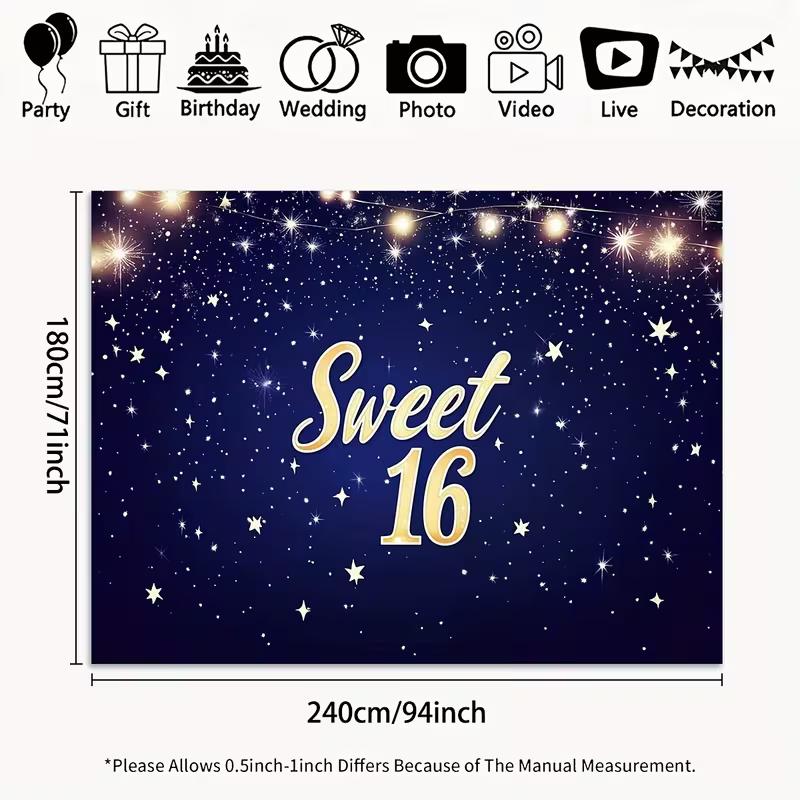 2D Navy Blue Sweet 16 Backdrop for Girls 16th Birthday Photo Booth Background 47.2x31.5inch/120*80cm
2D Navy Blue Sweet 16 Backdrop for Girls 16th Birthday Photo Booth Background 47.2x31.5inch/120*80cm
