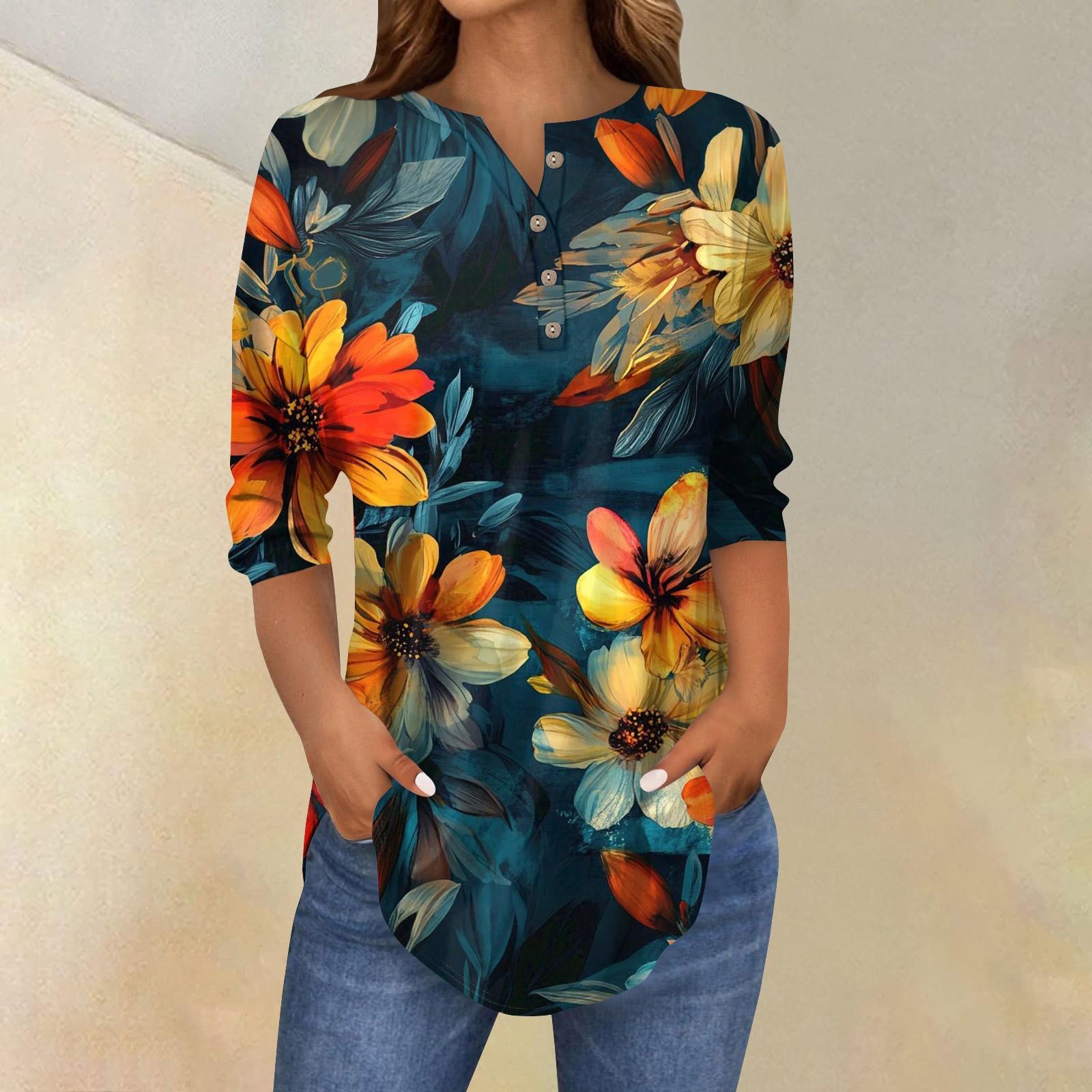 Женская свободная футболка с воротником на пуговицах и винтажным цветочным принтом, рукав три четверти XXXL
Женская свободная футболка с воротником на пуговицах и винтажным цветочным принтом, рукав три четверти XXXL