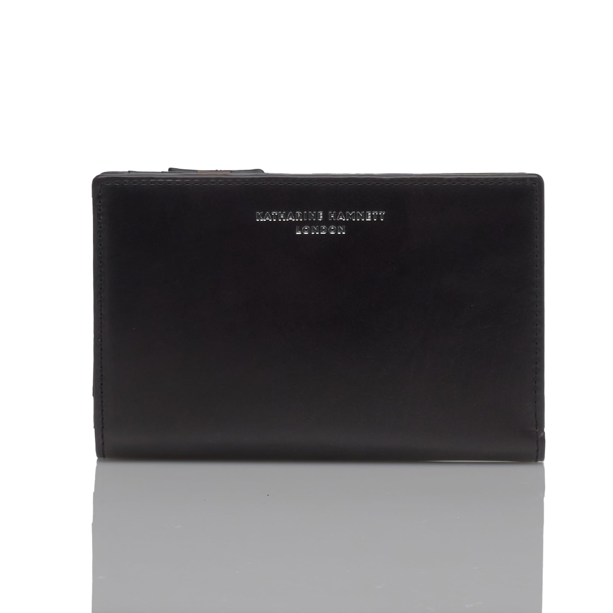 Katharine Hamnett London Calf Leather Mid-Length Wallet with Bill Compartment, Card Slots, and Coin Purse, Black, 490-50803
Katharine Hamnett London Calf Leather Mid-Length Wallet with Bill Compartment, Card Slots, and Coin Purse, Black, 490-50803
