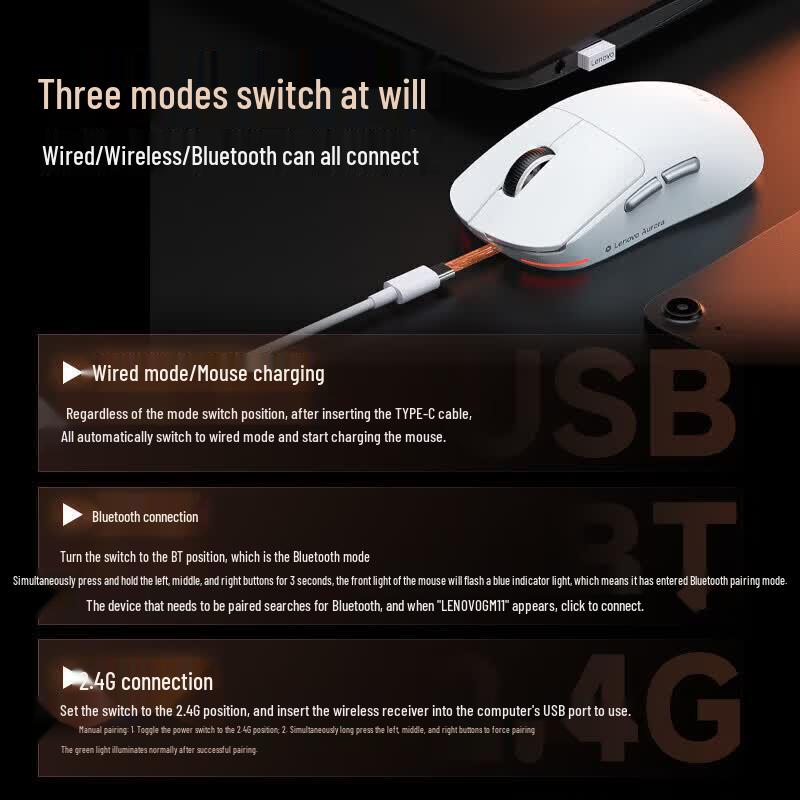 Lenovo GM11WS Wireless Tri-Mode Gaming Mouse
Lenovo GM11WS Wireless Tri-Mode Gaming Mouse