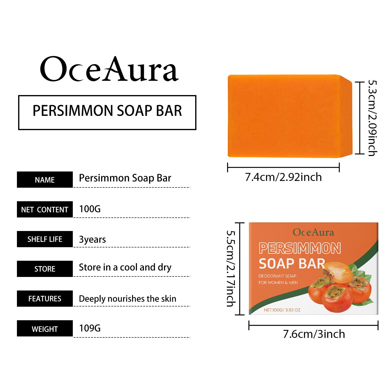Persimmon Body Wash Bar, Gentle Exfoliating, Smooth Moisturizing Hydrating Refreshing Cleansing Soap for Whole Body 100g
Persimmon Body Wash Bar, Gentle Exfoliating, Smooth Moisturizing Hydrating Refreshing Cleansing Soap for Whole Body 100g