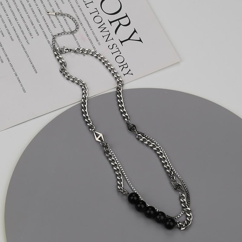 Hip Hop Double Layer Pearl Necklace for Man Woman Titanium Steel Splicing Clavicle Chain Unisex Choker Kpop Accessories чорний
Hip Hop Double Layer Pearl Necklace for Man Woman Titanium Steel Splicing Clavicle Chain Unisex Choker Kpop Accessories чорний