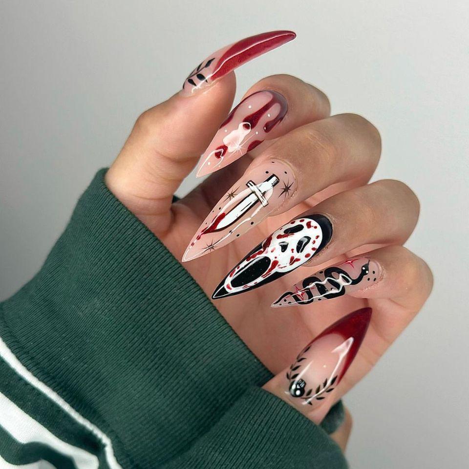 WM-105 Shocking Snake Blade False Nails: Ghost Face Blood Drop Halloween Pieces Glue Type
WM-105 Shocking Snake Blade False Nails: Ghost Face Blood Drop Halloween Pieces Glue Type