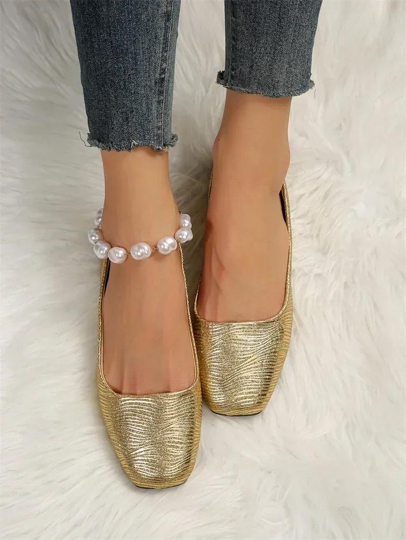 Весна Осень Роскошные Спортивные Туфли Золотые Серебряные Тисненые Универсальные Женские Туфли На Плоской Подошве С Небольшим Носом Большие Размеры 35-43 42