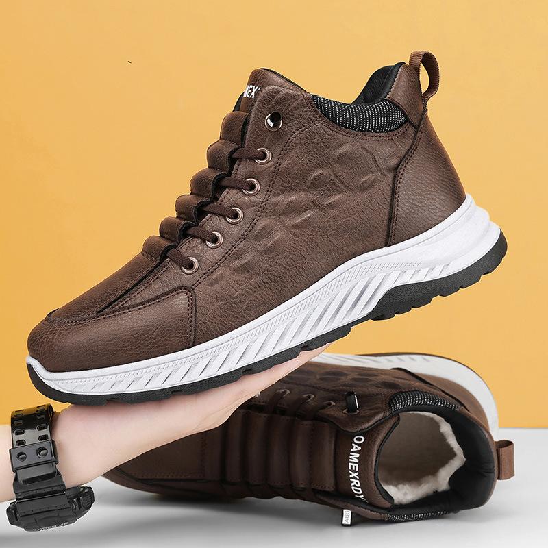 Мужская обувь 2024 года, зимняя, новая, для отдыха, спорта, ходьбы, одна педаль, работа, водонепроницаемая, для улицы, бархатная, теплая, хлопковая обувь, прилив 46