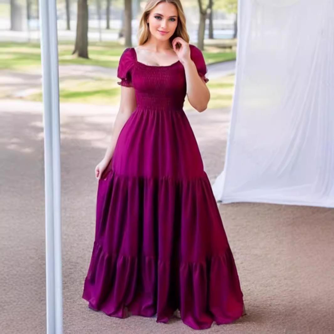 2026 European & American Square Neck Smocked Long Dress Extra Extra Large темно-красного
2026 European & American Square Neck Smocked Long Dress Extra Extra Large темно-красного