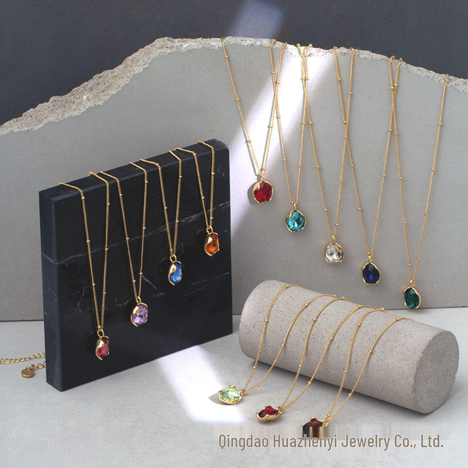 European and American Birthstone Round Sweater Chain Electroplated Fashion Pendant Necklace Women s Non-fading
European and American Birthstone Round Sweater Chain Electroplated Fashion Pendant Necklace Women s Non-fading