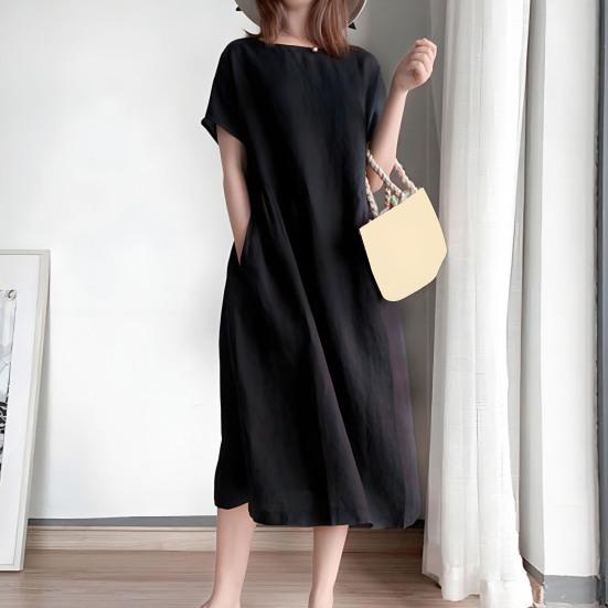 Women s Loose Cotton Dress Summer Casual Plus Size Midi Dress Crew Neck Short Sleeve Pleated Swing Dress with Pockets L фіолетовий
Women s Loose Cotton Dress Summer Casual Plus Size Midi Dress Crew Neck Short Sleeve Pleated Swing Dress with Pockets L фіолетовий