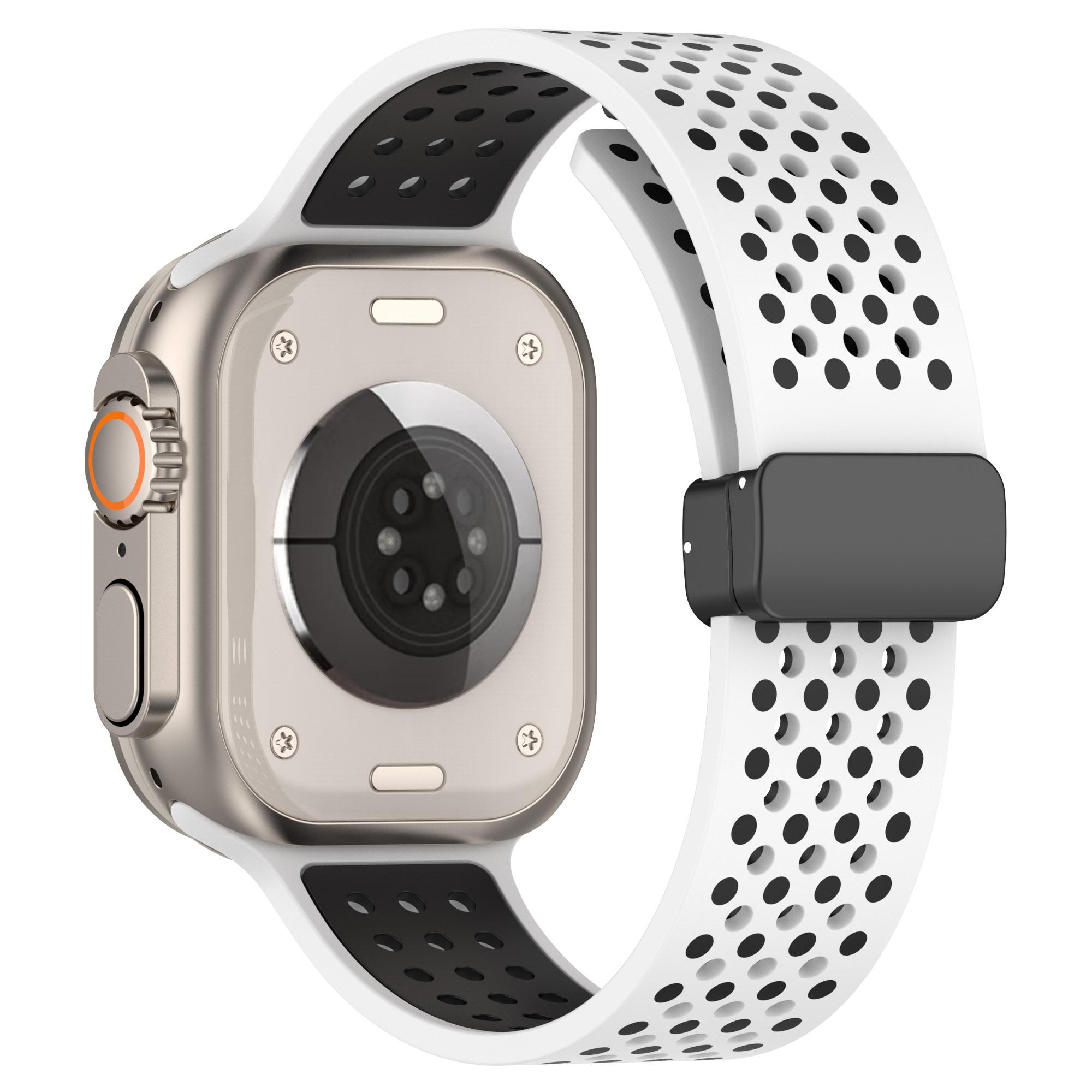 For Apple Watch Series 10 42mm/9 8 7 41mm/SE (2023) SE (2022) SE 6 5 4 40mm/3 2 1 38mm Silicone Strap Dual-Color Magnetic Watch Band White+Black
For Apple Watch Series 10 42mm/9 8 7 41mm/SE (2023) SE (2022) SE 6 5 4 40mm/3 2 1 38mm Silicone Strap Dual-Color Magnetic Watch Band White+Black