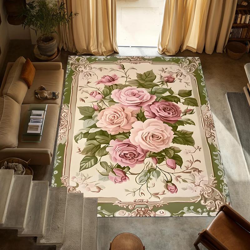 French Vintage Pink Rose Living Room Rug, Floral Botanical Non-Slip Floor Mat, Shabby Chic Home Decor Carpet Rugs Living Room 50cm x 80cm
French Vintage Pink Rose Living Room Rug, Floral Botanical Non-Slip Floor Mat, Shabby Chic Home Decor Carpet Rugs Living Room 50cm x 80cm