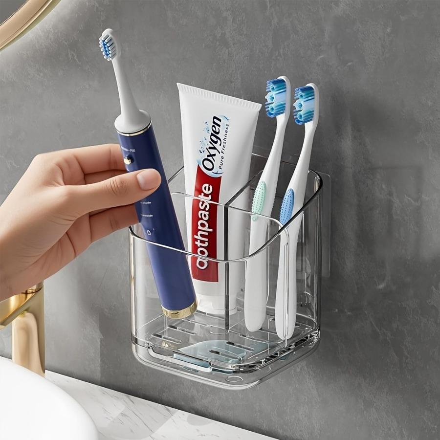 1pc Transparent Wall-Mounted Toothbrush Holder (with Divided Compartments & Drainage Design) Bathroom Space-Saving Storage Accessory
1pc Transparent Wall-Mounted Toothbrush Holder (with Divided Compartments & Drainage Design) Bathroom Space-Saving Storage Accessory