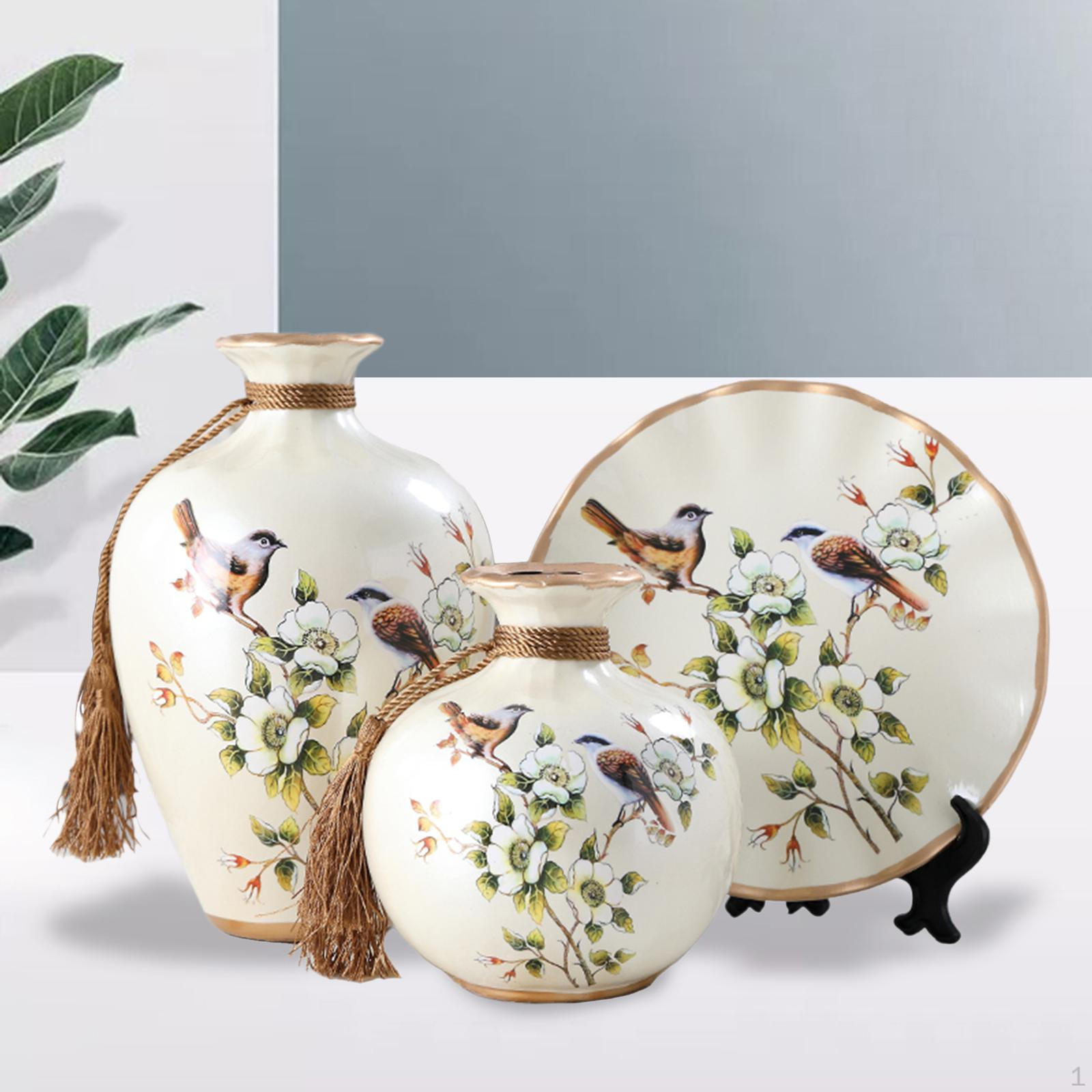 3x Classical Decorative Ceramic Vases Bird Pattern Bouquet Holder Tabletop Dish Flower Vase
3x Classical Decorative Ceramic Vases Bird Pattern Bouquet Holder Tabletop Dish Flower Vase