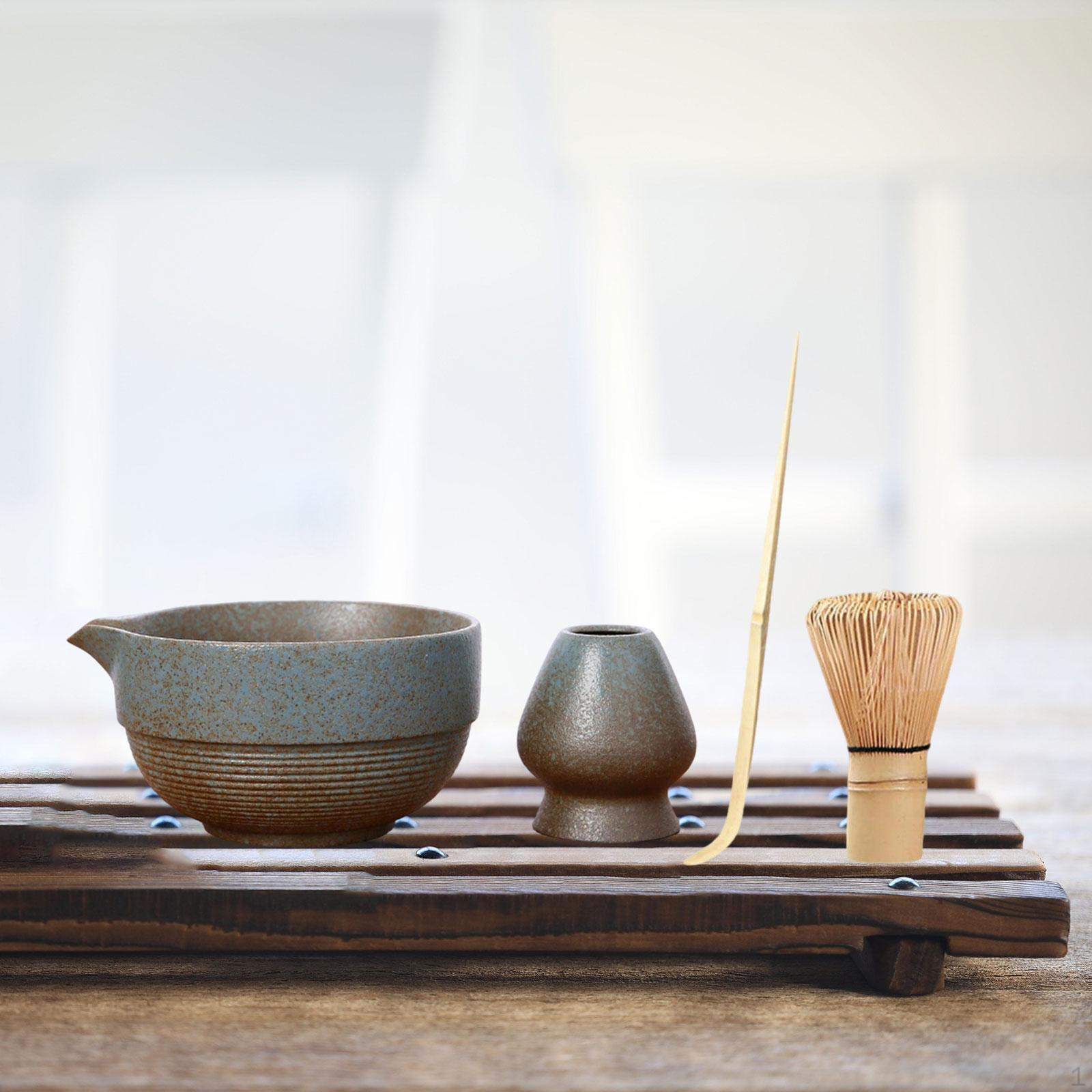 4 шт. Чаша для матча, бамбуковый венчик и держатель, чай для влюбленных, инструменты для церемонии D