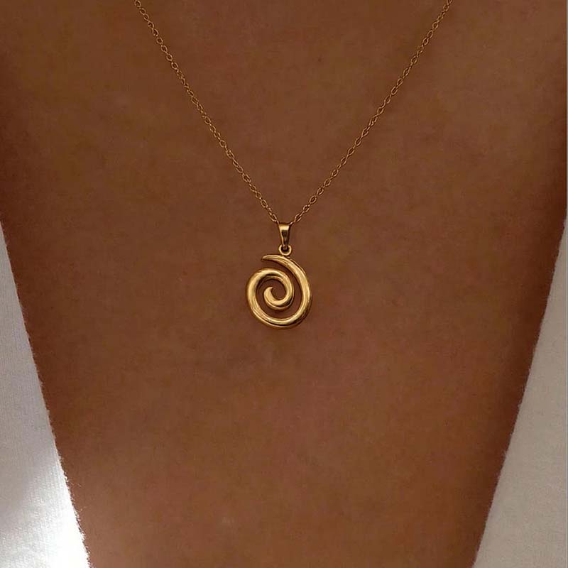 Stainless Steel Metal Hollow Vortex Spiral Pendant Necklace for Women Fashion Gold Color Clavicle Chain Necklace Zircon
Stainless Steel Metal Hollow Vortex Spiral Pendant Necklace for Women Fashion Gold Color Clavicle Chain Necklace Zircon