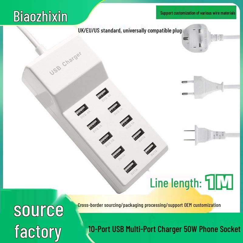 10-Port 50W USB Charger Power Strip for Apple & Xiaomi UK Standard білий
10-Port 50W USB Charger Power Strip for Apple & Xiaomi UK Standard білий