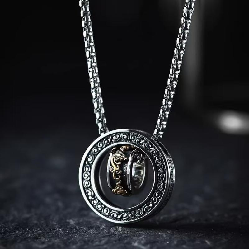 Retro Sterling Silver Double Ring Necklace for Men with A Fashionable Design Sense Personality Rotatable Pendant 60cm&None
Retro Sterling Silver Double Ring Necklace for Men with A Fashionable Design Sense Personality Rotatable Pendant 60cm&None