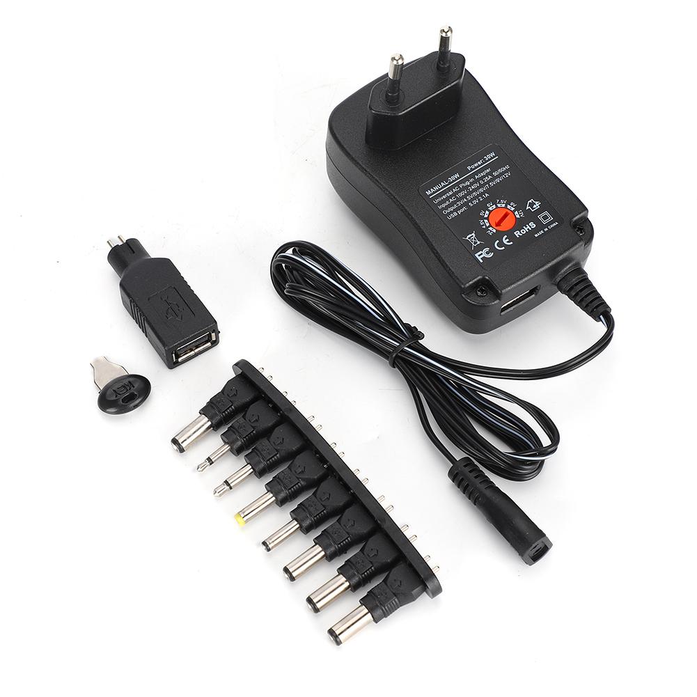 30W Power Supply Adapter Adjustable Voltage 3-12V with 9Pcs DC Connector 2.1A Output EU Plug
30W Power Supply Adapter Adjustable Voltage 3-12V with 9Pcs DC Connector 2.1A Output EU Plug