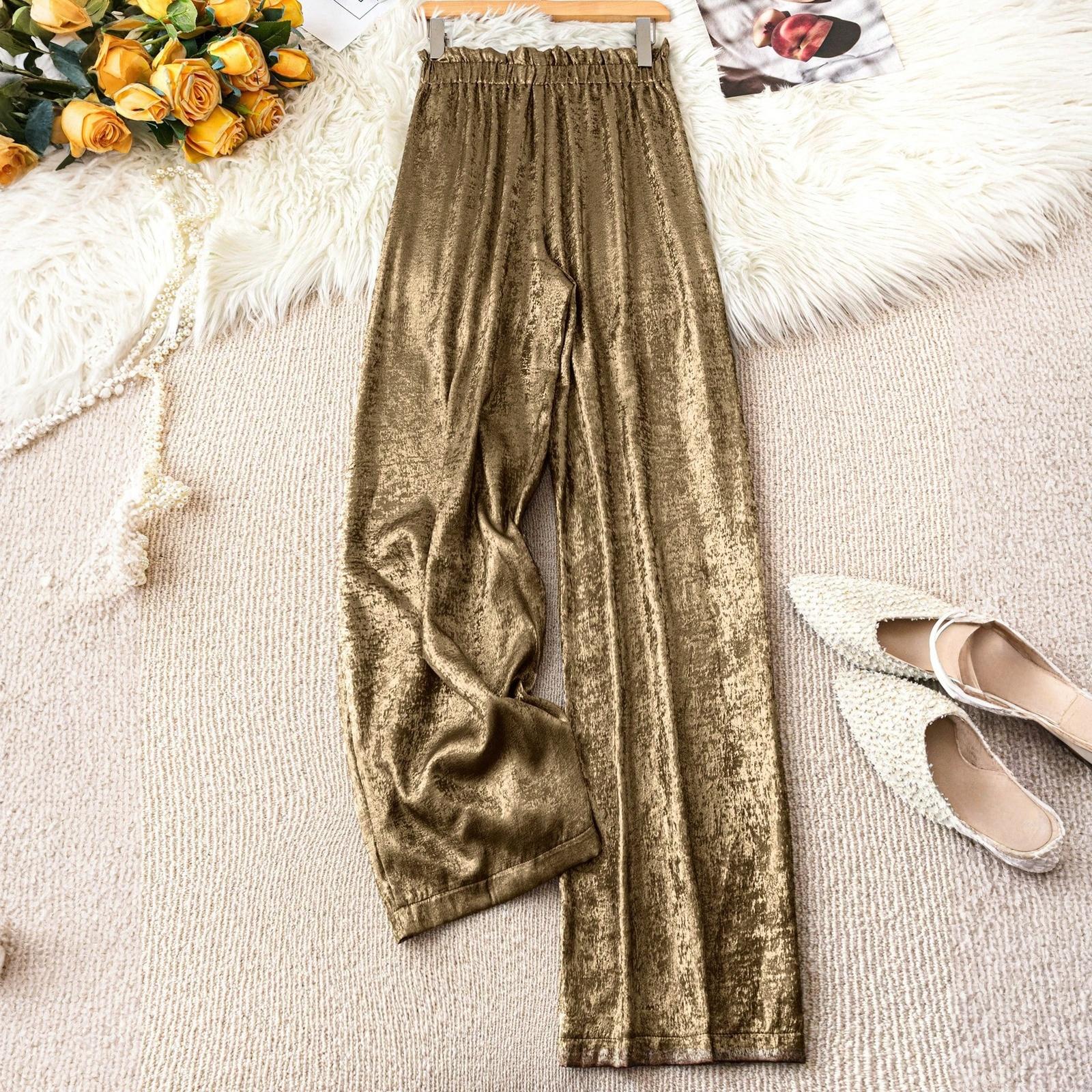 Women Elastic Waist Wide Leg Pants Pleated Loose Fit Straight Trousers Casual Comfortable Lightweight Bottoms for Daily Wear M
Women Elastic Waist Wide Leg Pants Pleated Loose Fit Straight Trousers Casual Comfortable Lightweight Bottoms for Daily Wear M