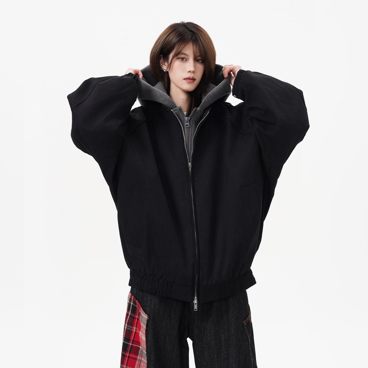 Black Unisex Patchwork Hooded Jacket - Heavyweight Faux Two-Piece for Autumn/Winter, Trendy Loose Fit, High-End Fashion. XXL чорний
Black Unisex Patchwork Hooded Jacket - Heavyweight Faux Two-Piece for Autumn/Winter, Trendy Loose Fit, High-End Fashion. XXL чорний