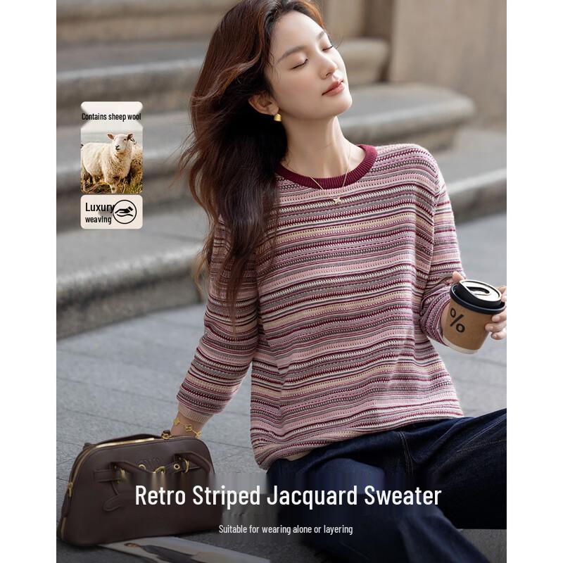 Demana Women s Winter Retro Wool Blend Striped Knit Sweater M
Demana Women s Winter Retro Wool Blend Striped Knit Sweater M