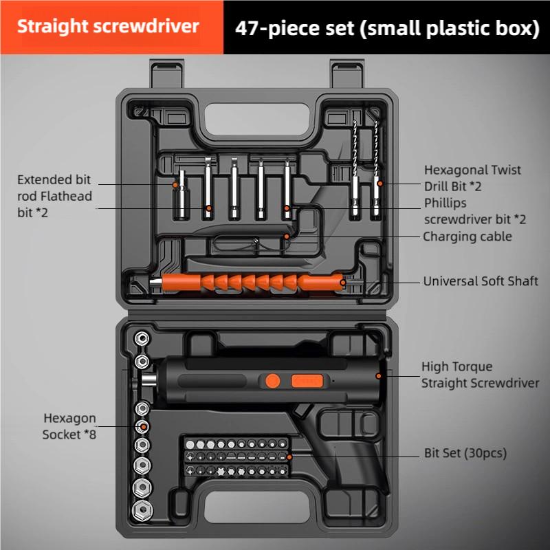 47PCS Cordless Electric Screwdriver Rechargeable Adjustable Drill Bit Multi-Function Screwdriver Repair Tool
47PCS Cordless Electric Screwdriver Rechargeable Adjustable Drill Bit Multi-Function Screwdriver Repair Tool
