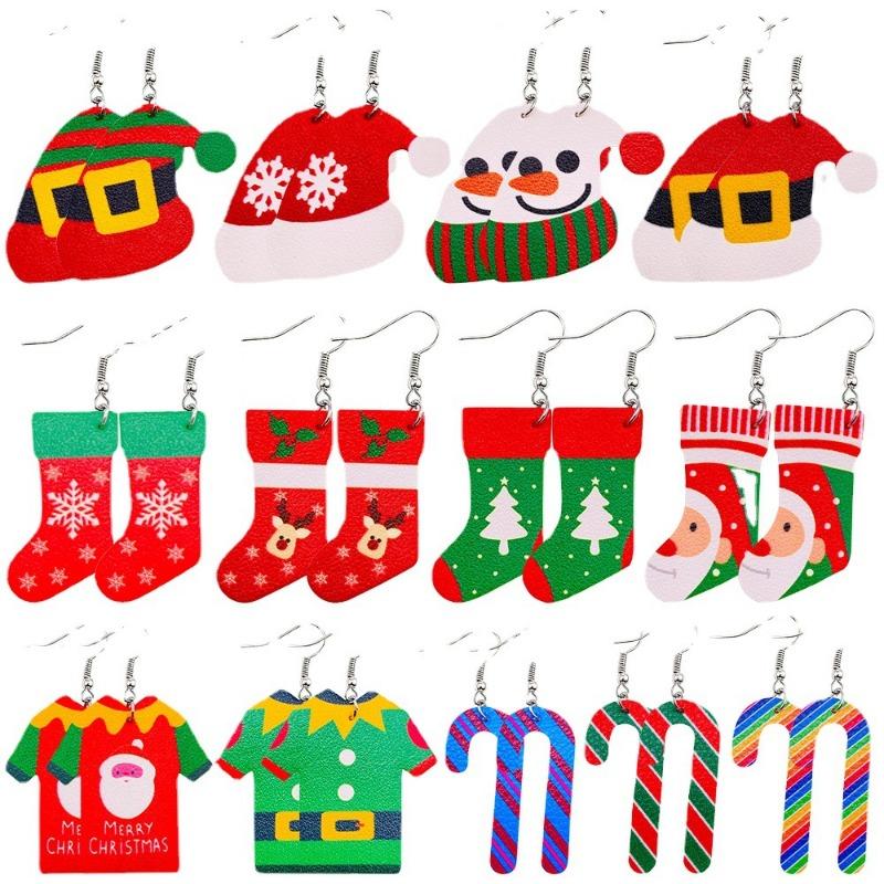 New Christmas Earrings Christmas Hat Candy Double-sided Printed PU Leather Earrings Popular Holiday Accessories
New Christmas Earrings Christmas Hat Candy Double-sided Printed PU Leather Earrings Popular Holiday Accessories