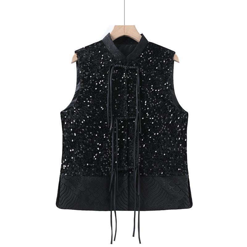 Retro Chinese Style Sequin Velvet Waistcoat with Frog Button XL (95-110 cm) чорний
Retro Chinese Style Sequin Velvet Waistcoat with Frog Button XL (95-110 cm) чорний