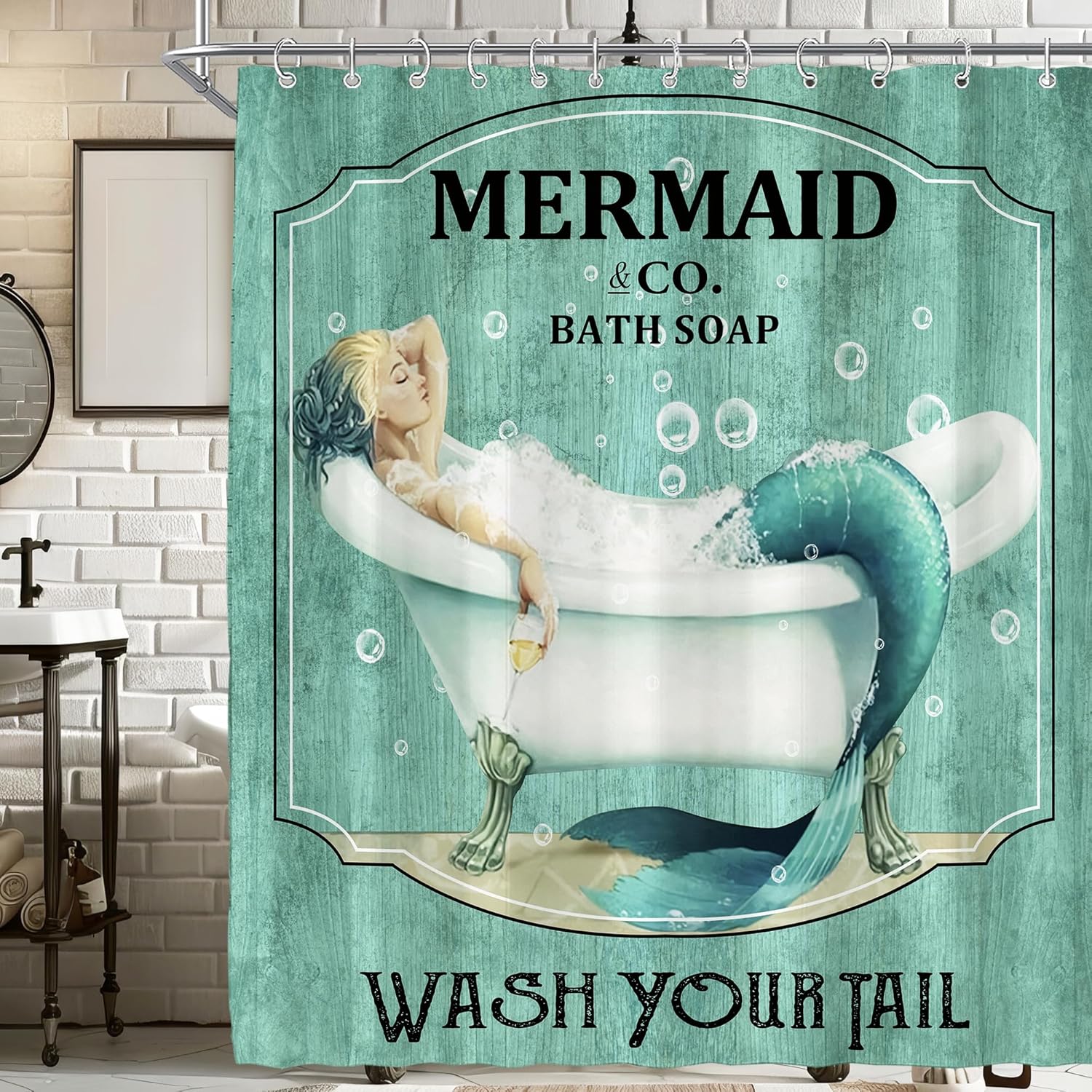 Funny Mermaid In Bathtub Shower Curtain Featuring Bubble Bath And Tail Wash Your Tail Text Artistic Print Elegant Home Decor Ite W60H190(CM)-1 Pcs
Funny Mermaid In Bathtub Shower Curtain Featuring Bubble Bath And Tail Wash Your Tail Text Artistic Print Elegant Home Decor Ite W60H190(CM)-1 Pcs