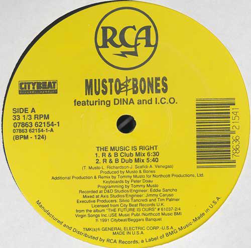 12inch Record MUSTO & BONES - The Music Is Right 07863621541 RCA 1991 US Dance & Electronica Used
12inch Record MUSTO & BONES - The Music Is Right 07863621541 RCA 1991 US Dance & Electronica Used