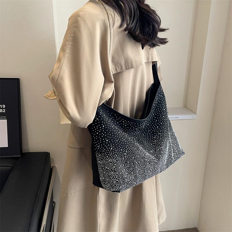 Black Urban Minimalist Canvas Tote Bag With Shiny Rhinestones For Women
Black Urban Minimalist Canvas Tote Bag With Shiny Rhinestones For Women