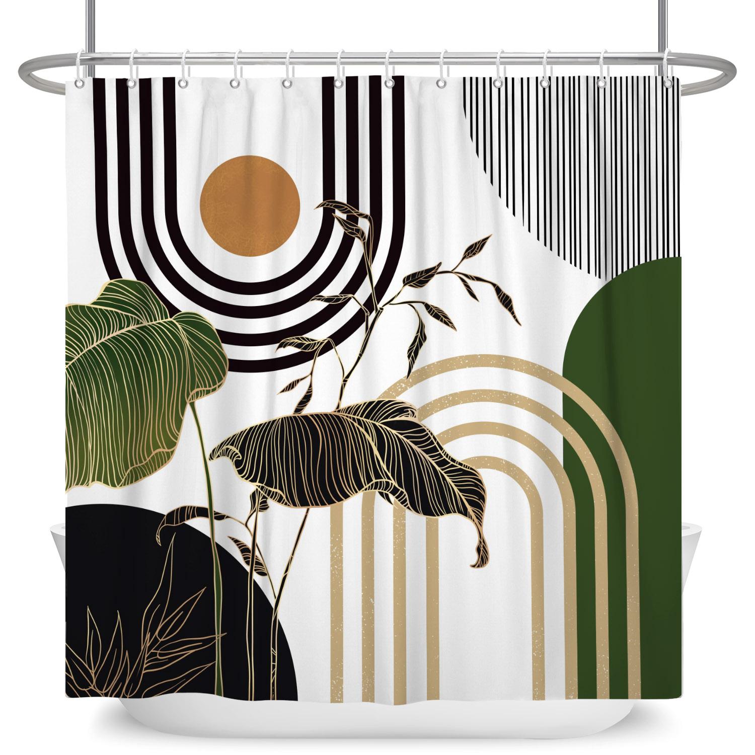 Bohemian Abstract Geometric Shower Curtain Modern Plant Leaf Print Waterproof Bath Curtain Bathroom Decor Polyester With Hooks W60H190(CM)-1 Pcs
Bohemian Abstract Geometric Shower Curtain Modern Plant Leaf Print Waterproof Bath Curtain Bathroom Decor Polyester With Hooks W60H190(CM)-1 Pcs