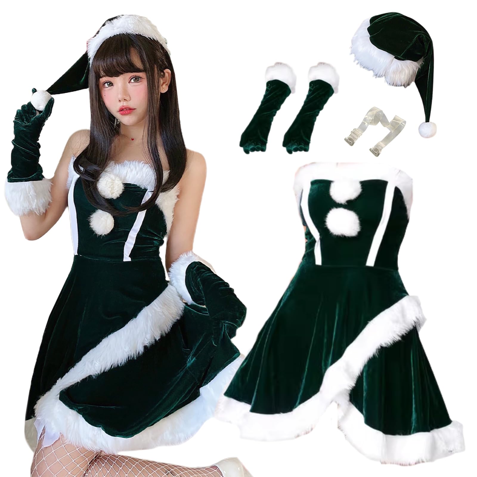 Milky Time Women s Christmas Santa Cosplay Dress, Red and Green, Asymmetrical (Green)
Milky Time Women s Christmas Santa Cosplay Dress, Red and Green, Asymmetrical (Green)