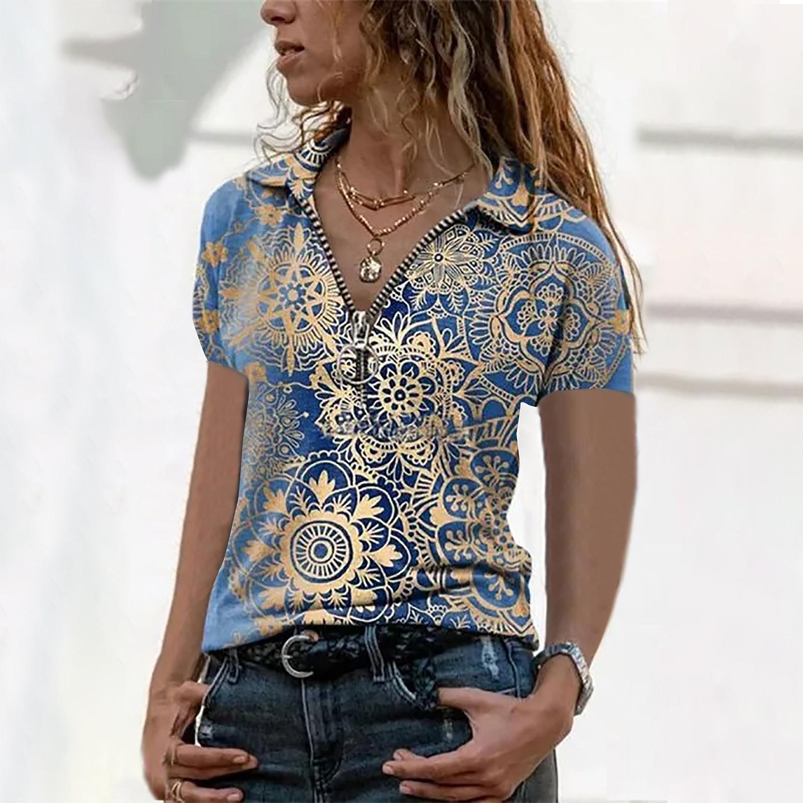Летняя женская свободная футболка с v-образным вырезом и молнией с принтом и короткими рукавами M синий
Летняя женская свободная футболка с v-образным вырезом и молнией с принтом и короткими рукавами M синий