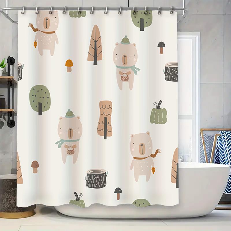 Adorable Forest Bears Shower Curtain White, Green, And Orange Colorful Bear Prints For Bathroom Decor. W60H190(CM)-1 Pcs
Adorable Forest Bears Shower Curtain White, Green, And Orange Colorful Bear Prints For Bathroom Decor. W60H190(CM)-1 Pcs