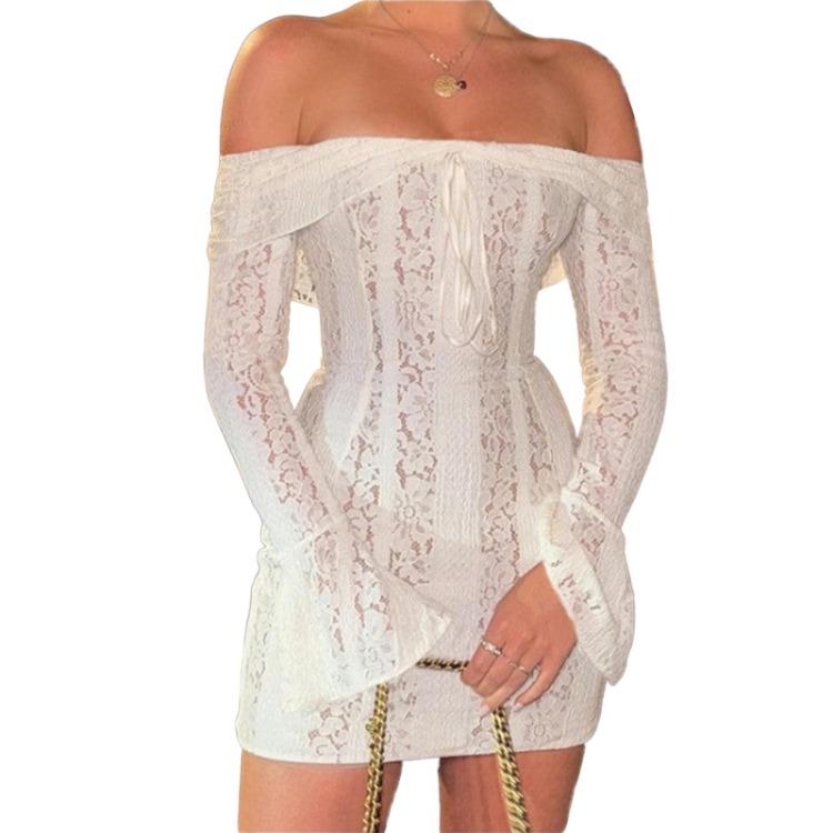 Floral Pattern Off Shoulder Lace Dress Bow Ruched Boat Neck Long Sleeve Slim Fit Short Dress Women S белый
Floral Pattern Off Shoulder Lace Dress Bow Ruched Boat Neck Long Sleeve Slim Fit Short Dress Women S белый