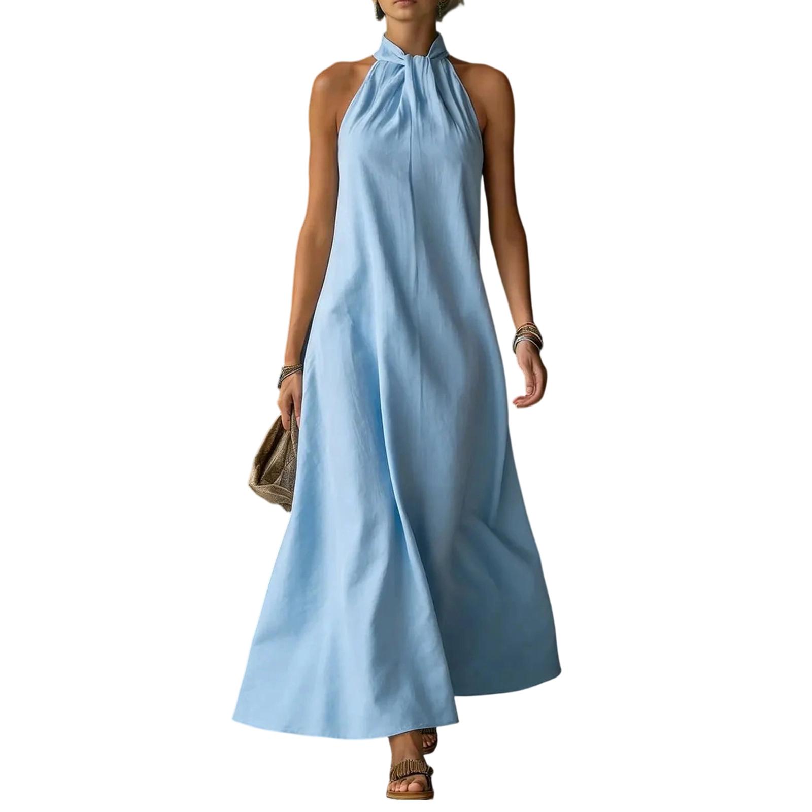 Women Summer Beach Casual Off Shoulder Sleeveless Cross Style Maxi Dress Lightweight Loose Fit Long Dress for Outdoor M синий
Women Summer Beach Casual Off Shoulder Sleeveless Cross Style Maxi Dress Lightweight Loose Fit Long Dress for Outdoor M синий