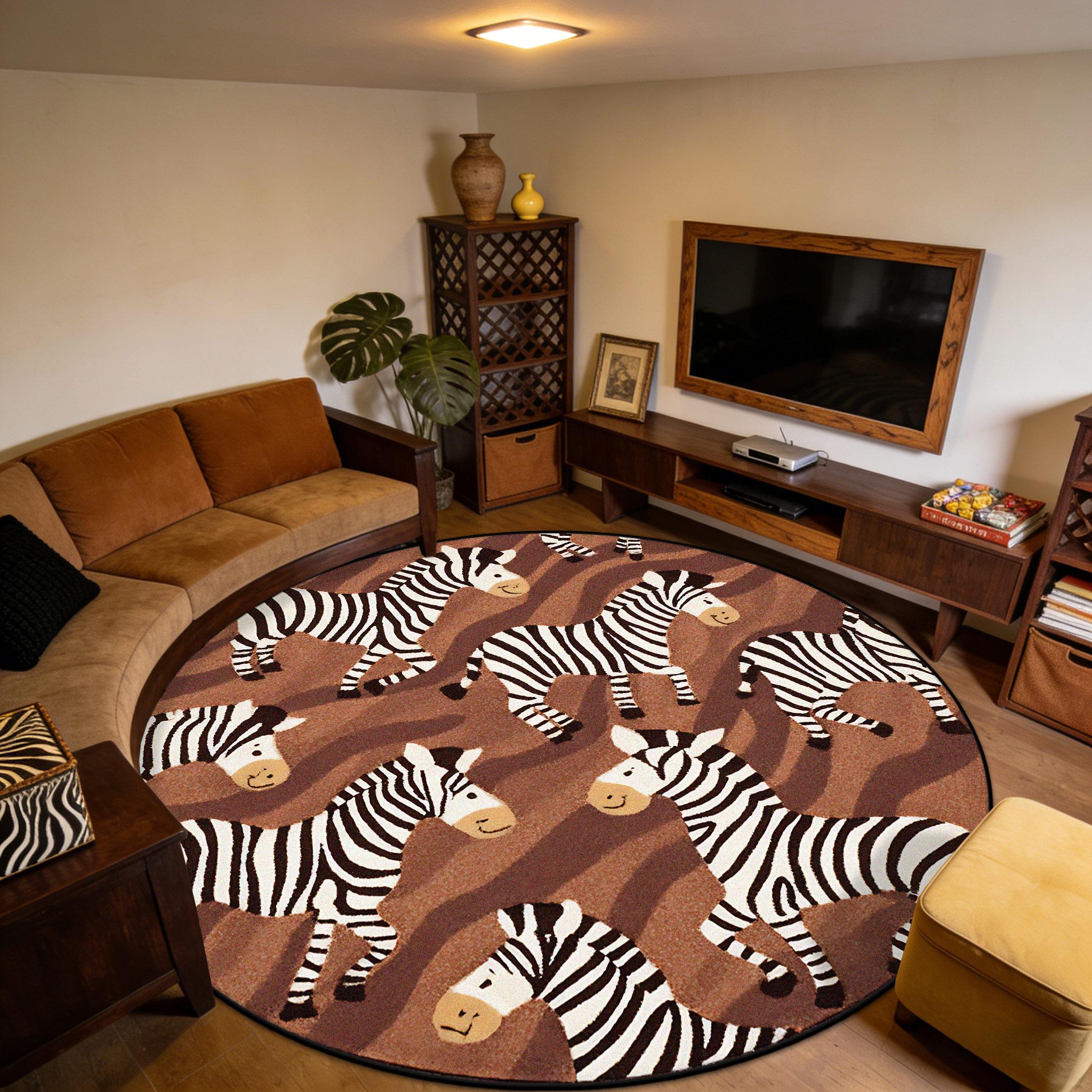 Tropical Zebra Retro Round Carpet for Bedside Living Room Decoration Cute Non-slip Fluffy Rug Large Size Easy Clean Tables Mat 60x60cm (Diameter)
Tropical Zebra Retro Round Carpet for Bedside Living Room Decoration Cute Non-slip Fluffy Rug Large Size Easy Clean Tables Mat 60x60cm (Diameter)