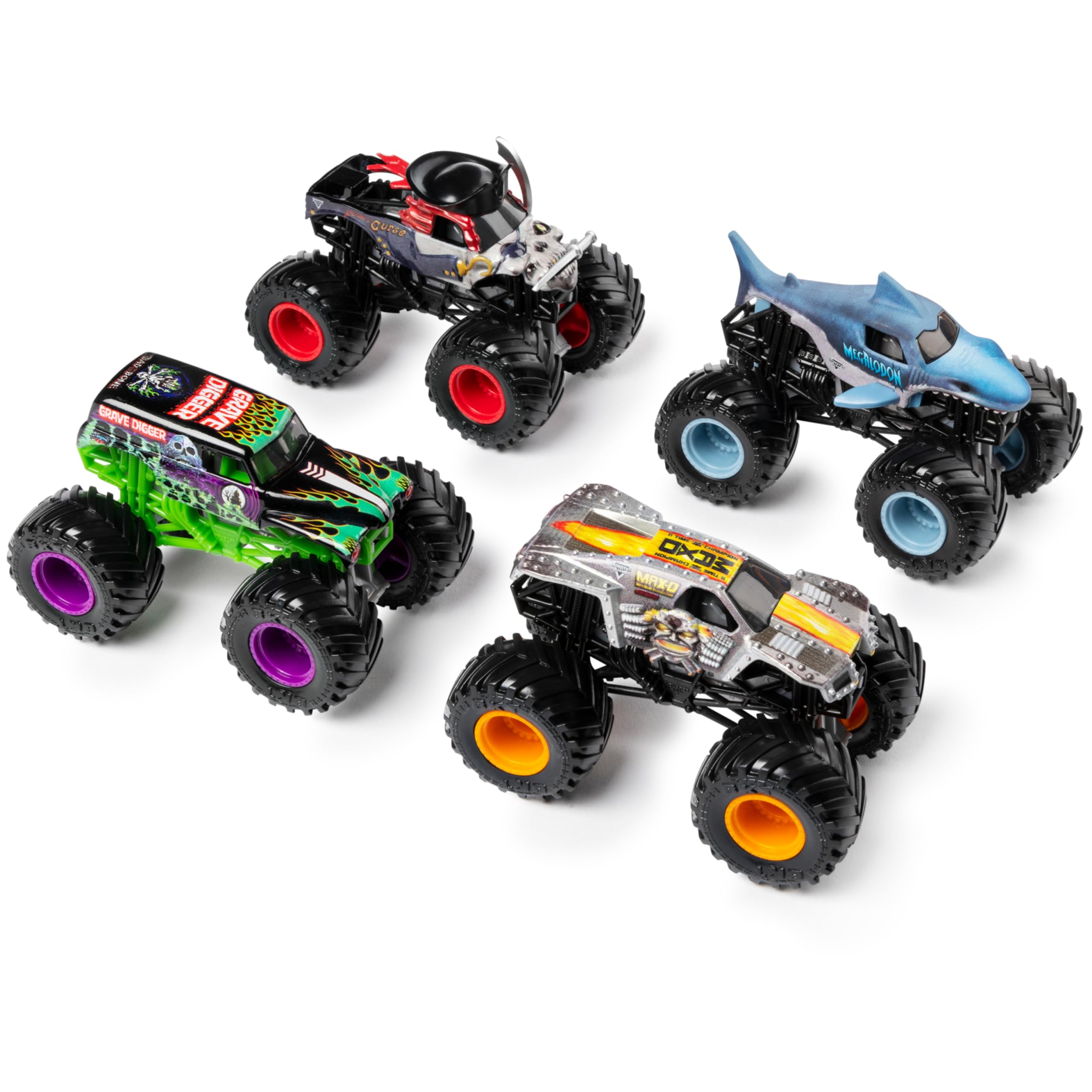 Monster 4 Pack Max scale diecast Jam, Land-to-Sea (Gravedigger, D, Megalodon, Pirate), 164 vehicle.
Monster 4 Pack Max scale diecast Jam, Land-to-Sea (Gravedigger, D, Megalodon, Pirate), 164 vehicle.