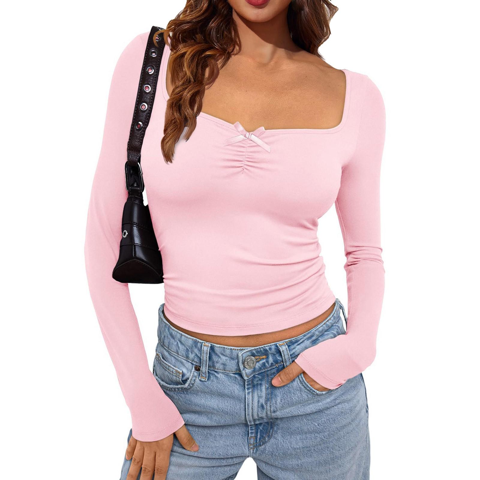 Женская мода U-образный вырез с открытым вырезом Осень и зима облегающие топы, показывающие фигуру M розовый
Женская мода U-образный вырез с открытым вырезом Осень и зима облегающие топы, показывающие фигуру M розовый