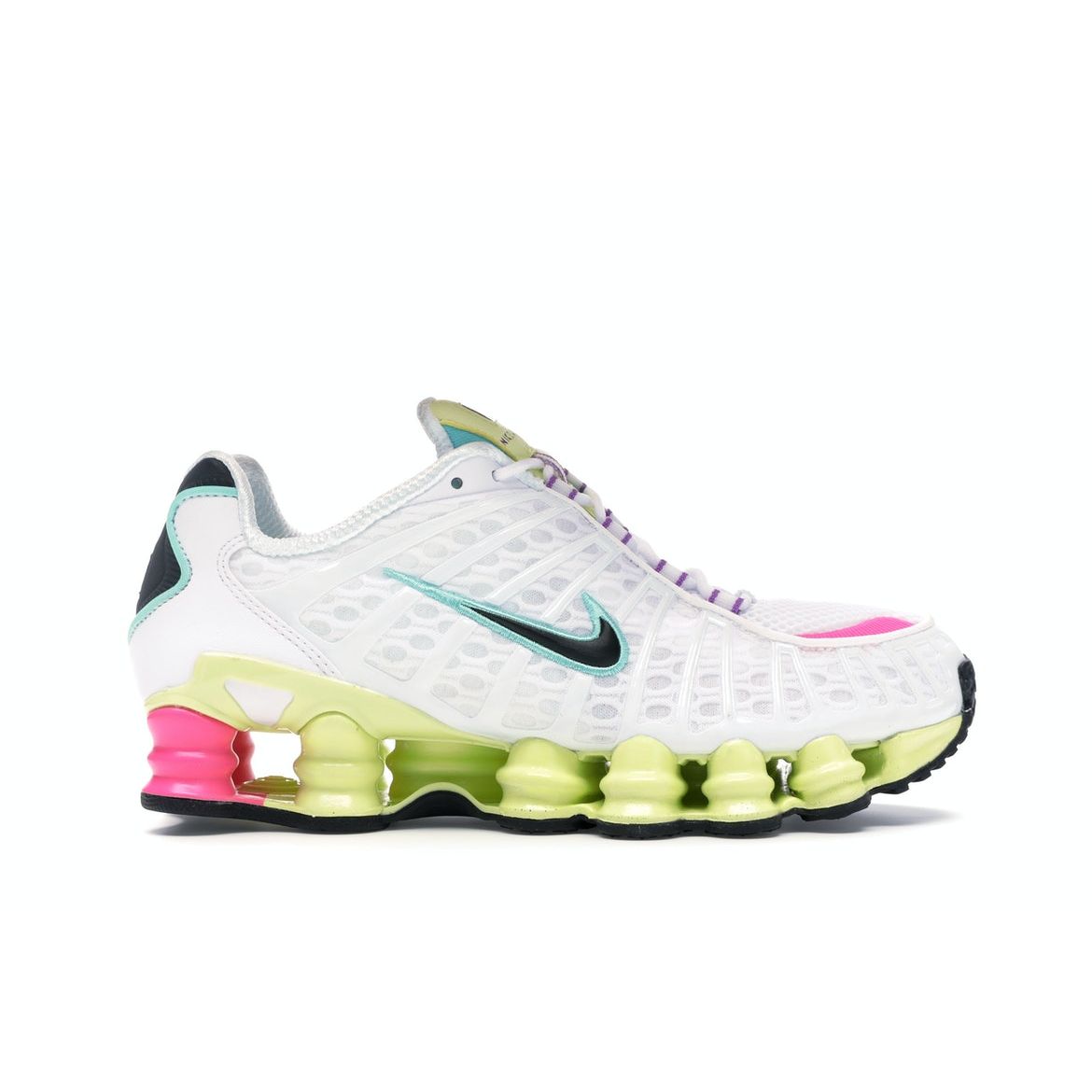 Nike Shox TL Pastel Женские кроссовки Белый Светящийся-Зеленый-Ярко-Фиолетовый-Черный AR3566-102
Nike Shox TL Pastel Женские кроссовки Белый Светящийся-Зеленый-Ярко-Фиолетовый-Черный AR3566-102
