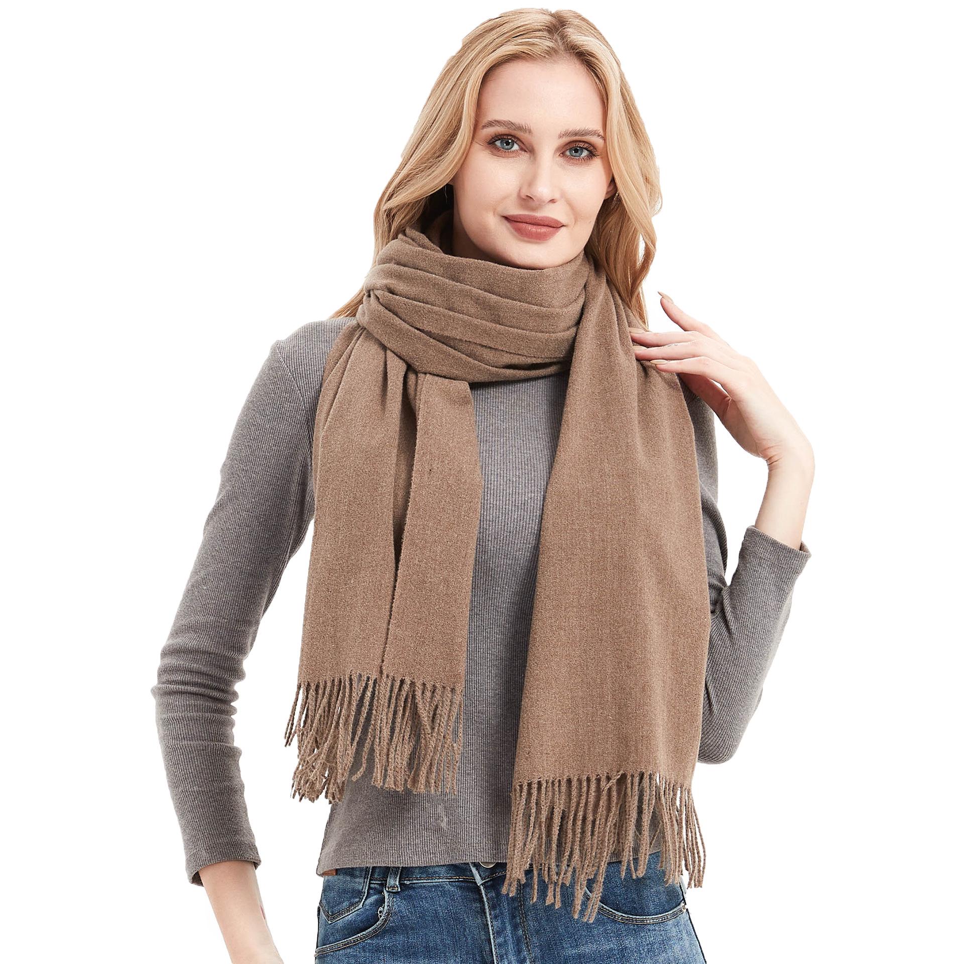 European & American Women s Solid Color Tassel Scarf Shawl – All-Polyester, Autumn/Winter Dual-Use 180x65+10cm
European & American Women s Solid Color Tassel Scarf Shawl – All-Polyester, Autumn/Winter Dual-Use 180x65+10cm