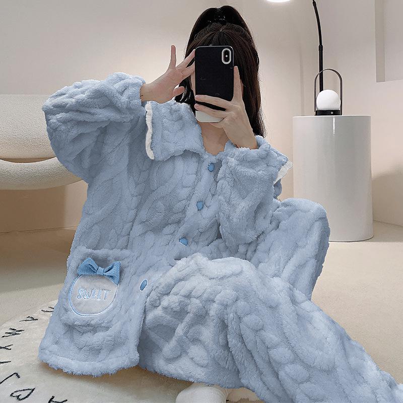 Пижамный комплект из женской фланели Jin размера Plus 250 - толстый кардиган из кораллового флиса для осени/зимы 3XL синий
Пижамный комплект из женской фланели Jin размера Plus 250 - толстый кардиган из кораллового флиса для осени/зимы 3XL синий