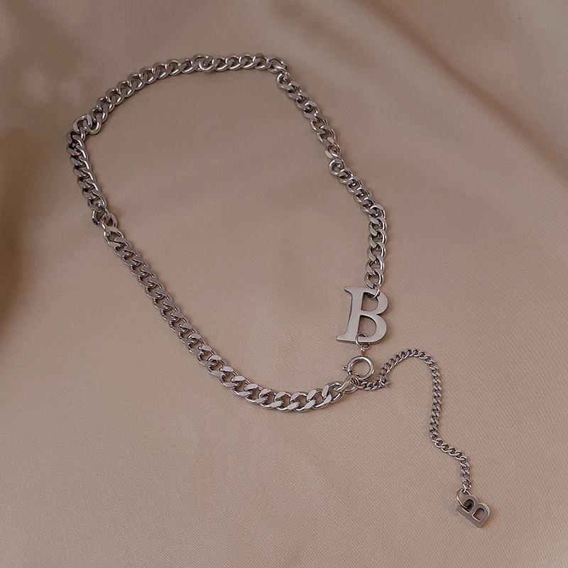 Titanium Steel B Letter Necklace Design Sense Non-Fading Metal Wind Stainless Steel Sweater Chain Hip Hop Cold Wind Collarbone Chain
Titanium Steel B Letter Necklace Design Sense Non-Fading Metal Wind Stainless Steel Sweater Chain Hip Hop Cold Wind Collarbone Chain