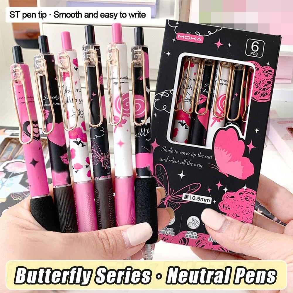 6Pcs/Set 0.5mm Black Ink Neutral Pens Rose Butterfly Series Writing Stationery Aesthetic Pens Exam Rose Planet
6Pcs/Set 0.5mm Black Ink Neutral Pens Rose Butterfly Series Writing Stationery Aesthetic Pens Exam Rose Planet