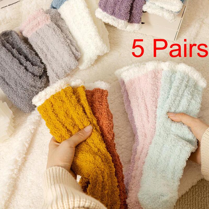5 Pairs Women Fuzzy Socks Set Winter Warm Striped Thick Velvet Fluffy Socks Casual Fashion Soft Fleece Home Floor Sleeping Socks
5 Pairs Women Fuzzy Socks Set Winter Warm Striped Thick Velvet Fluffy Socks Casual Fashion Soft Fleece Home Floor Sleeping Socks